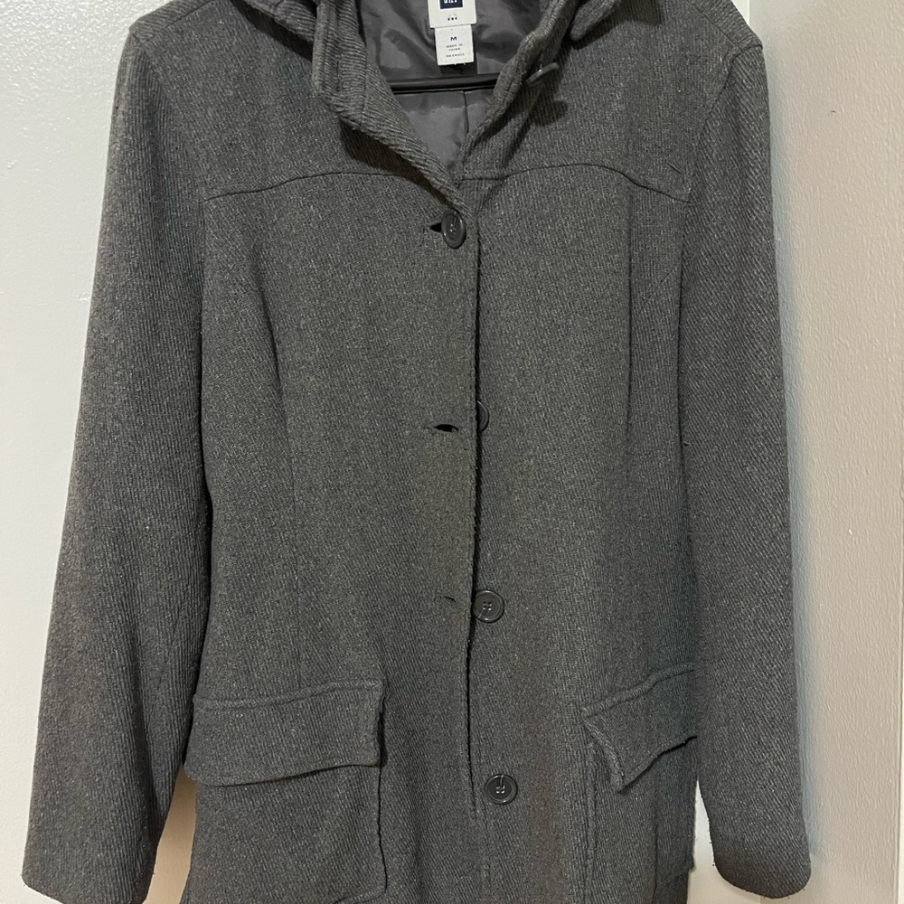 GAP Women's Hooded Gray Pea Coat
